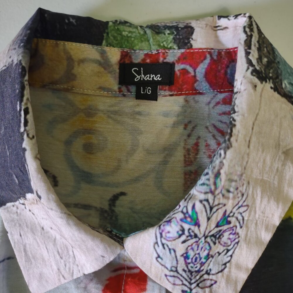 Shana Colorful Button Down Tunic Size Large - image 4